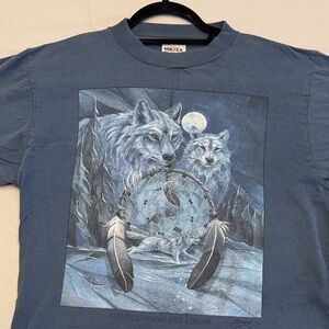 Men's Dark Blue Wolf and Dreamcatcher Tee